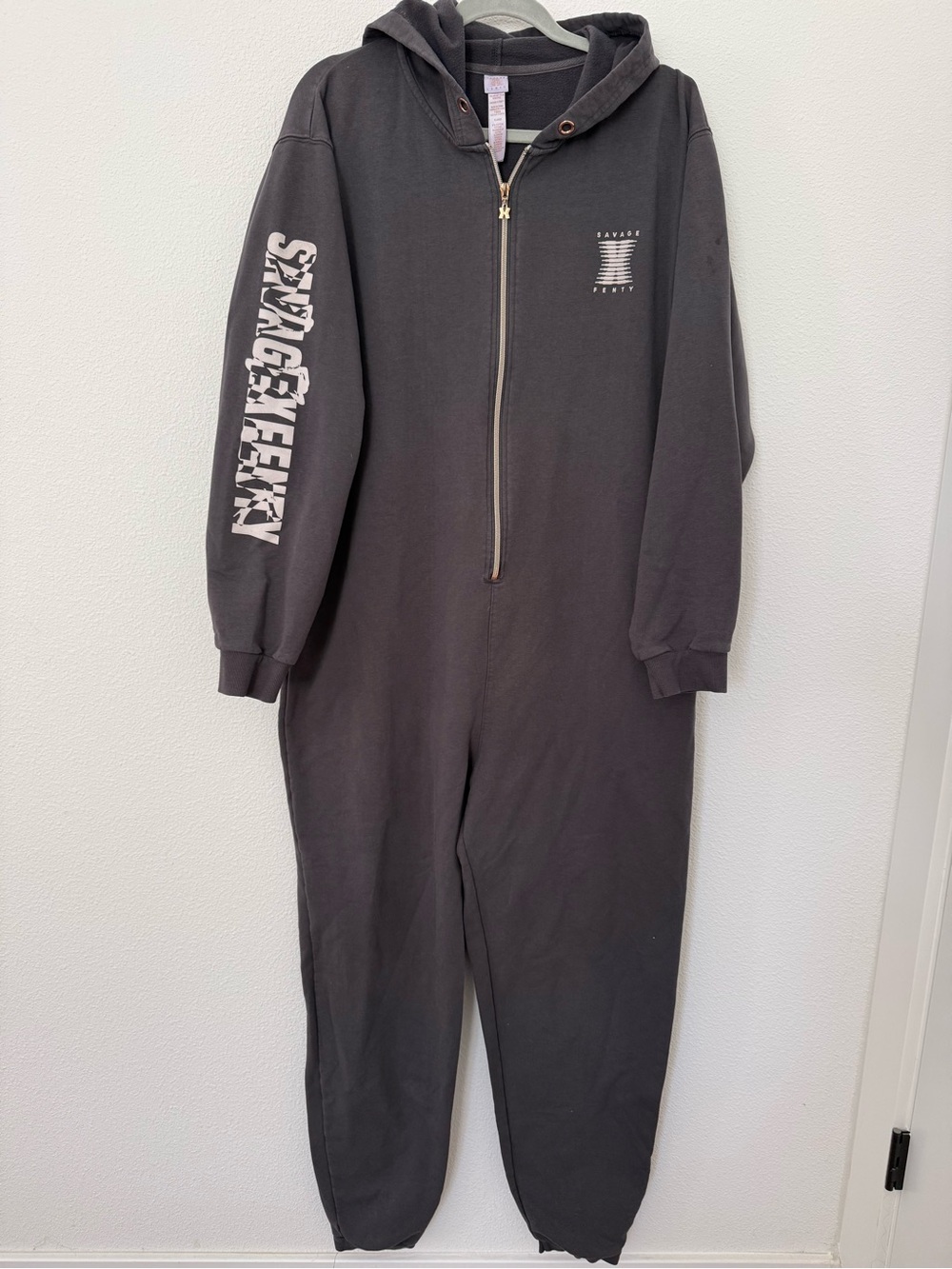 Savage X Fenty Rihanna Forever Savage Showgirl Hooded Jumpsuit Longewear Gray XL